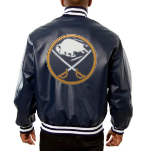 Buffalo Sabres Navy Blue Leather Jacket 1