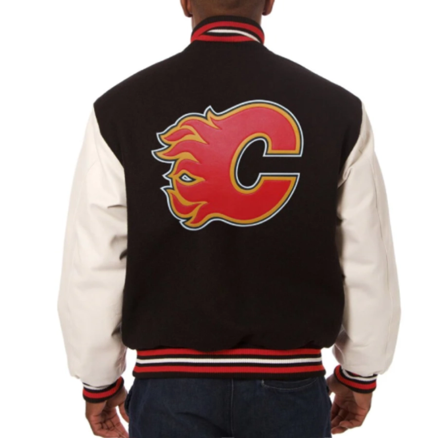 Calgary Flames Domestic Black Wool Jacket 1