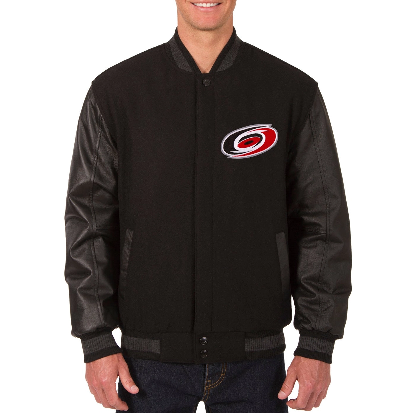 Carolina Hurricanes One Color Black Varsity Jacket