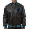 Carolina Panthers Black Leather Varsity Jacket
