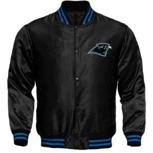 Carolina Panthers Bomber Black Varsity Jacket