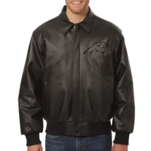 Carolina Panthers Bomber Leather Varsity Jacket
