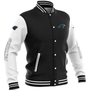 Carolina Panthers Bomber Varsity Black Jacket