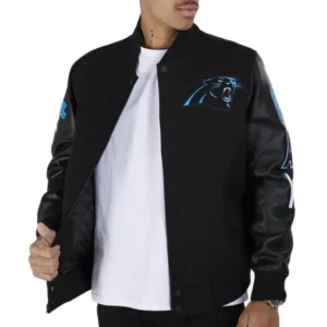 Carolina Panthers Bomber Wool Black Varsity Jacket