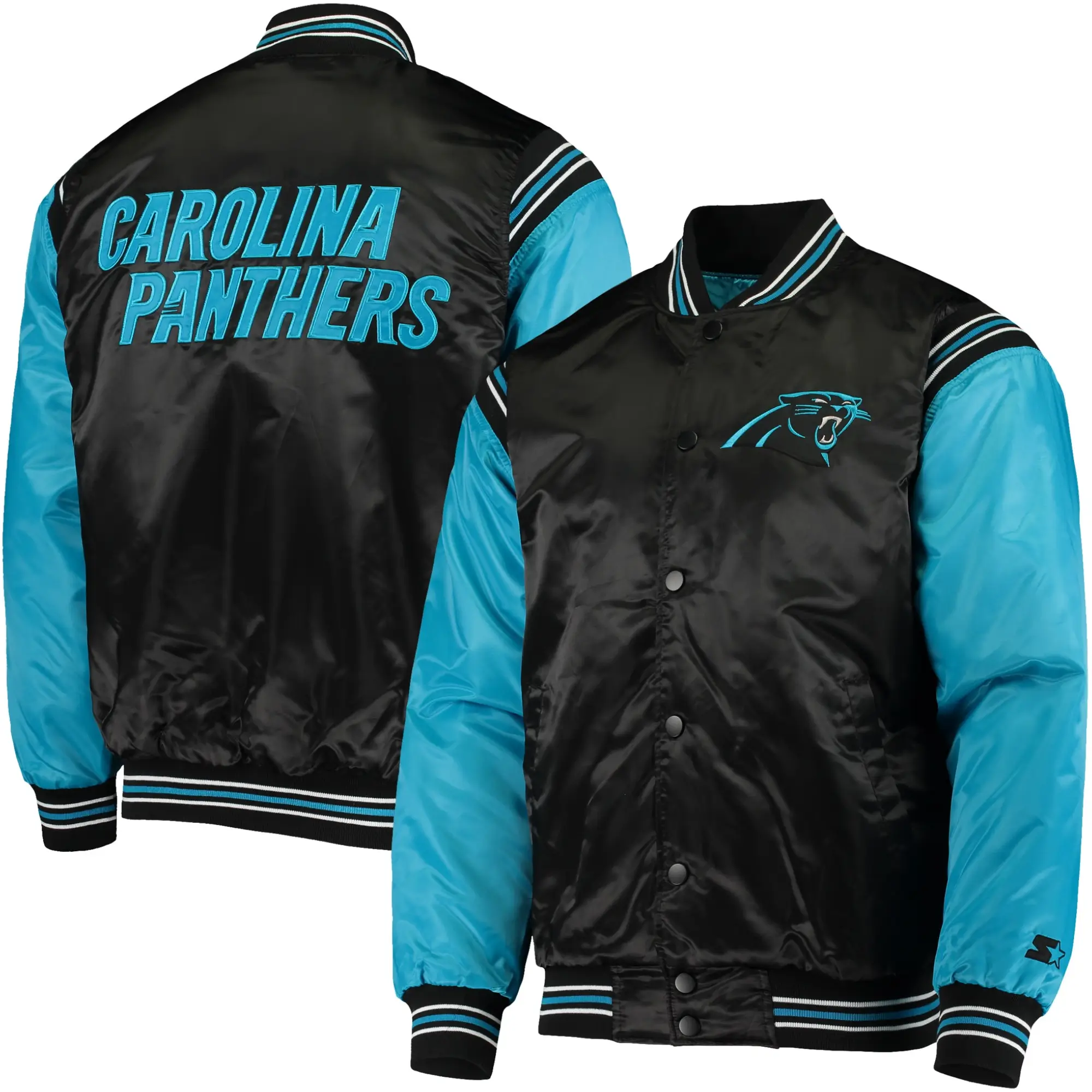 Carolina Panthers Enforcer Satin Varsity Jacket 2