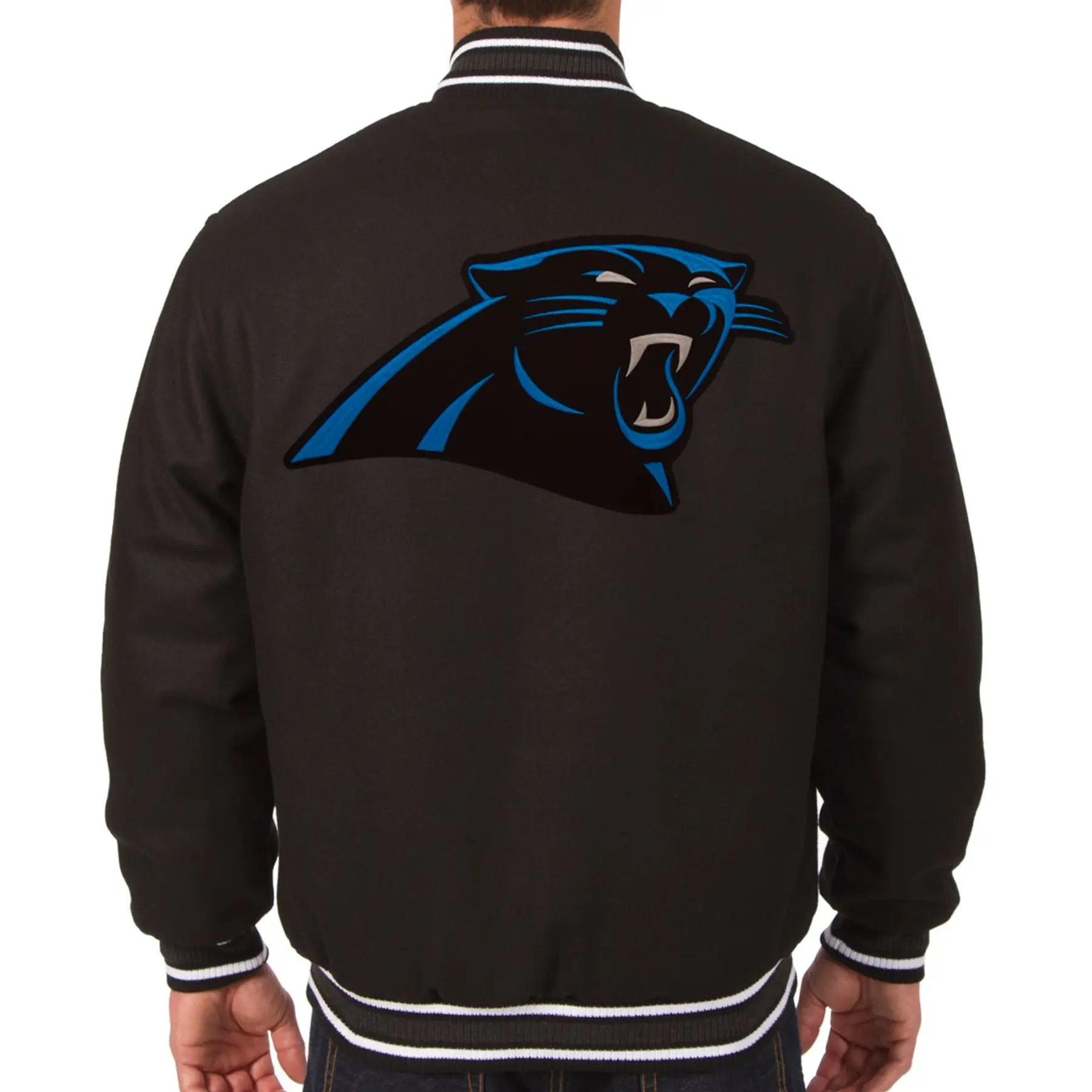 Carolina Panthers One Color Varsity Black Jacket 1