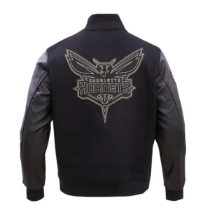Charlotte Hornets Black & Gold Wool Varsity Black Jacket 3