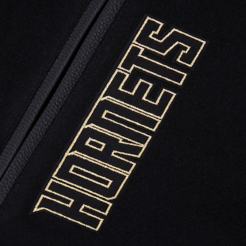 Charlotte Hornets Black & Gold Wool Varsity Black Jacket 7