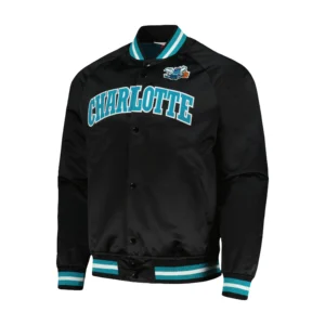 Charlotte Hornets Black Throwback Wordmark Varsity Jacket
