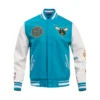 Charlotte Hornets City Edition Wool and Leather Blue and White Varsity Jacket