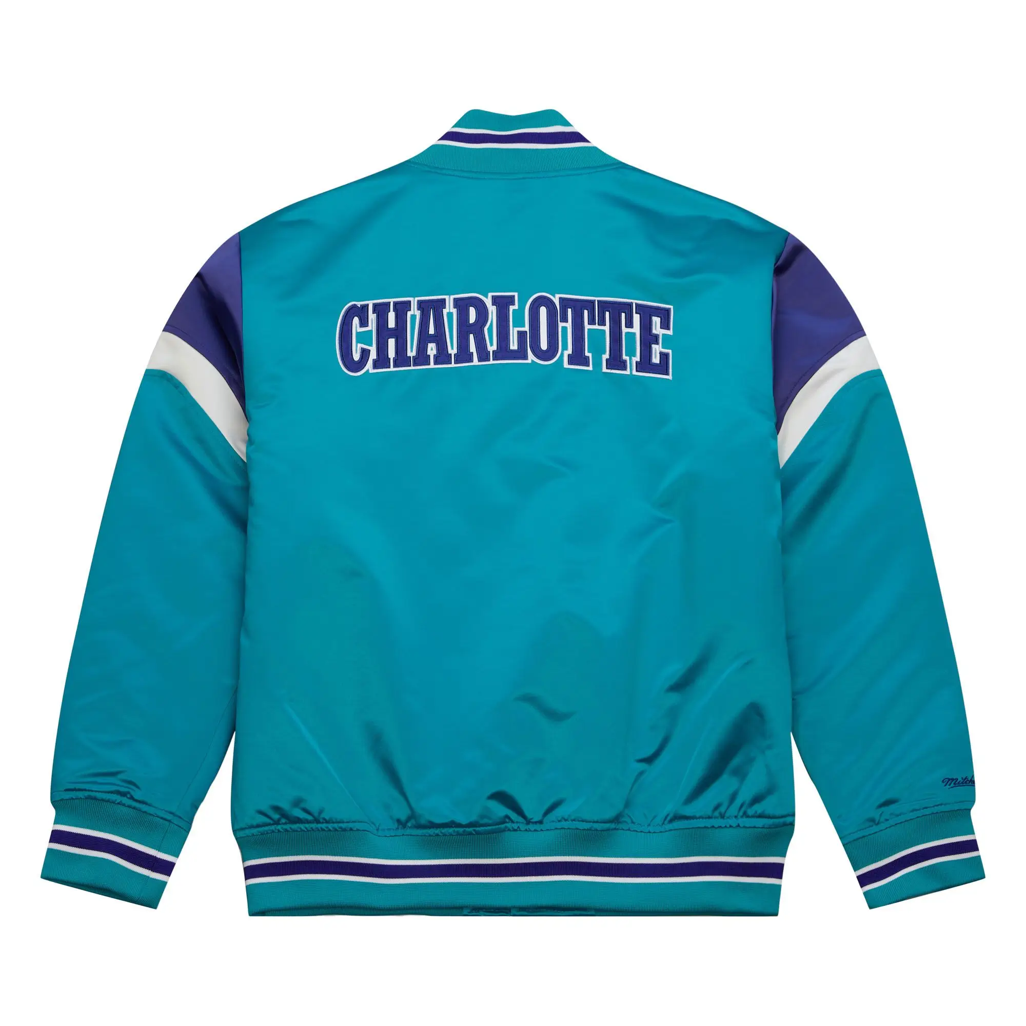 Charlotte Hornets Cooperstown Heavyweight Rib Knitted Blue Varsity Jacket 1
