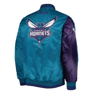 Charlotte Hornets Fast Break Purple and Teal Varsity Jacket 1