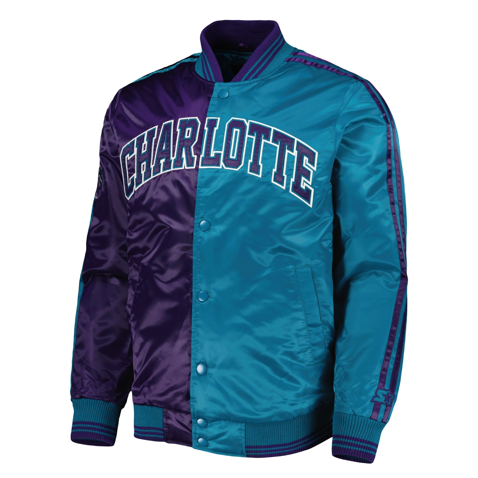 Charlotte Hornets Fast Break Purple and Teal Varsity Jacket