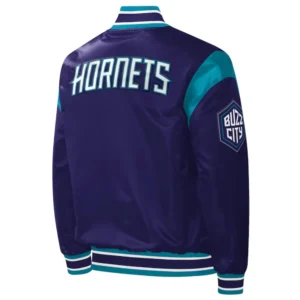 Charlotte Hornets Force Play Purple Varsity Jacket 2