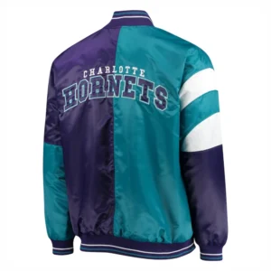 Charlotte Hornets Leader Purple and Green Varsity Jacket 2