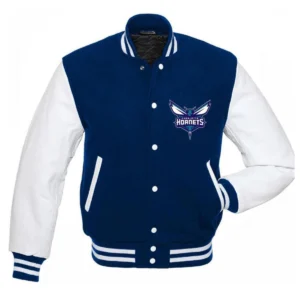 Charlotte Hornets Letterman Wool Varsity Blue Jacket
