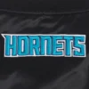Charlotte Hornets Script Tail Black Satin Varsity Jacket 5