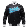 Charlotte Hornets Script Tail Black Varsity Jacket 1