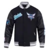 Charlotte Hornets Script Tail Black Wool Varsity Jacket 1