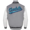 Charlotte Hornets Script Tail Grey Wool Varsity Jacket 3
