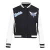 Charlotte Hornets Script Tail Wool Black Varsity Jacket 1