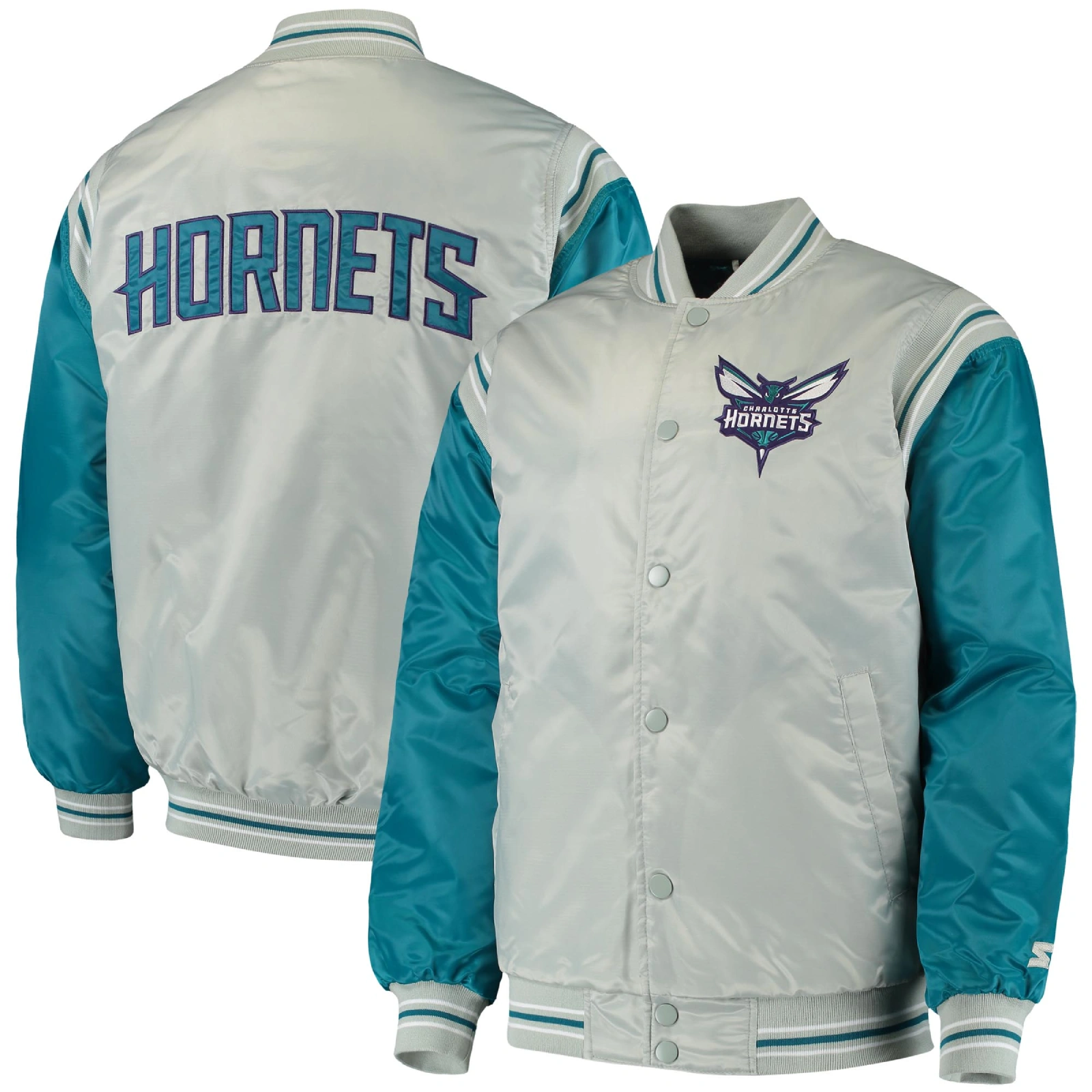 Charlotte Hornets The Enforcer Varsity Gray Jacket 3
