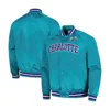 Charlotte Hornets Throwback Wordmark Sea Blue Varsity Jacket 2