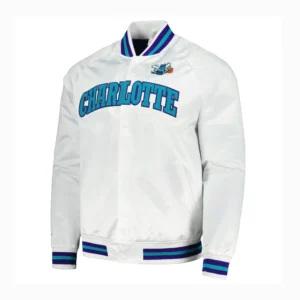 Charlotte Hornets Throwback Wordmark White Varsity Jacket