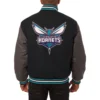Charlotte Hornets Two Tone Black Varsity Jacket 1