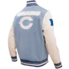 Chicago Bears Blues Denim and Leather Varsity Jacket 1
