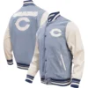 Chicago Bears Blues Denim and Leather Varsity Jacket 2