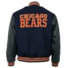 Chicago Bears Ebbets Navy Blue and Black Varsity Jacket 1