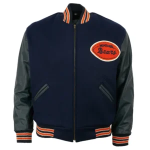 Chicago Bears Ebbets Navy Blue and Black Varsity Jacket