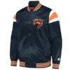 Chicago Bears Full-Snap Satin Navy Varsity Jacket