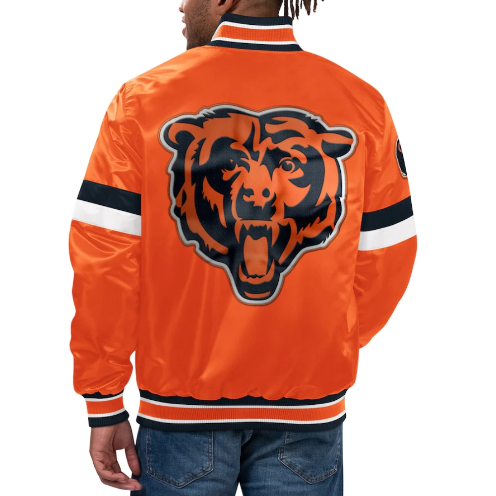 Chicago Bears Home Game Orange Varsity Jacket 1