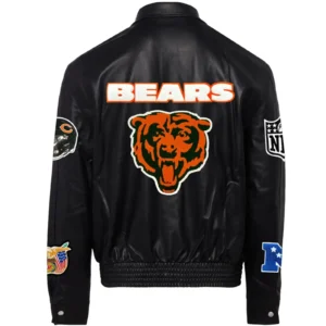 Chicago Bears Jeff Hamilton Black Leather Jacket 1