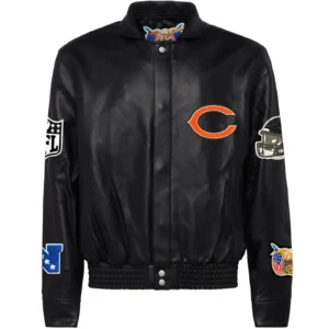 Chicago Bears Jeff Hamilton Black Leather Jacket