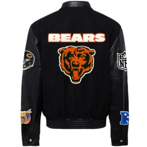 Chicago Bears Jeff Hamilton Black Wool Varsity Jacket 1
