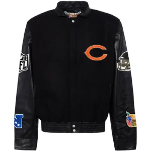 Chicago Bears Jeff Hamilton Black Wool Varsity Jacket
