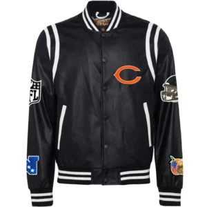 Chicago Bears Jeff Hamilton Leather Varsity Jacket