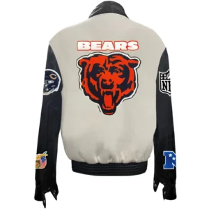 Chicago Bears Jeff Hamilton Off White Wool Varsity Jacket 1