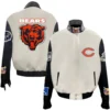 Chicago Bears Jeff Hamilton Off White Wool Varsity Jacket 2