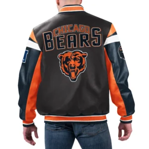 Chicago Bears Leather Black Varsity Jacket 1