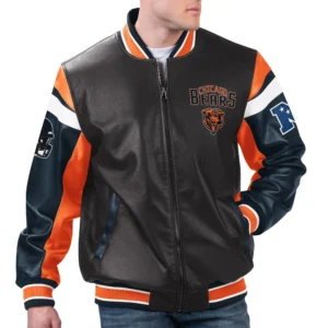 Chicago Bears Leather Black Varsity Jacket