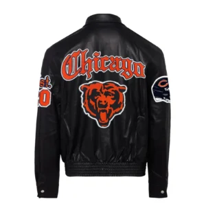 Chicago Bears Leather Old English Black Jacket 1