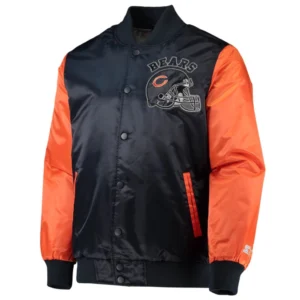 Chicago Bears Locker Room Navy Blue and Orange Varsity Jacket