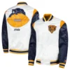 Chicago Bears Pitch White and Black Varsity Jacket 2