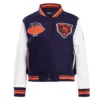 Chicago Bears Retro Classic Navy Blue and White Varsity Jacket