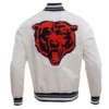 Chicago Bears Retro Classic Satin White Varsity Jacket 1