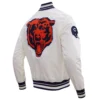 Chicago Bears Retro Classic Satin White Varsity Jacket 3